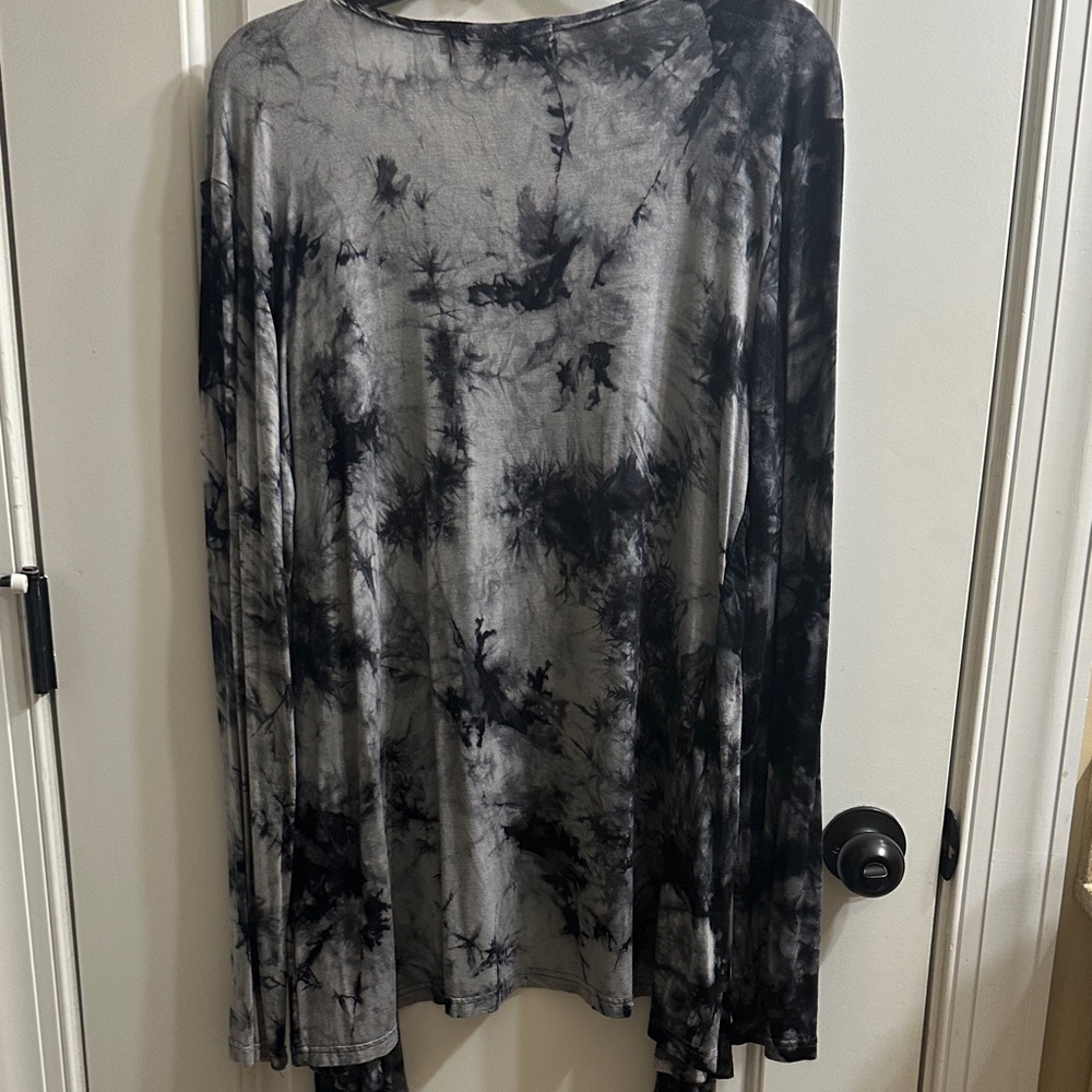 DJT Black & Gray Tie-Dye Open Front Cardigan - Picture 4 of 4